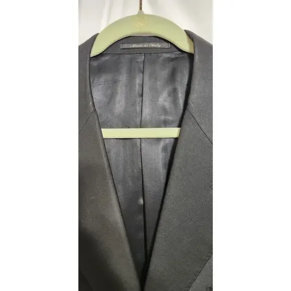 Canali Blazer Men US 50L EU 60L Black 100% Wool Italy 3 Button Blazer EUC